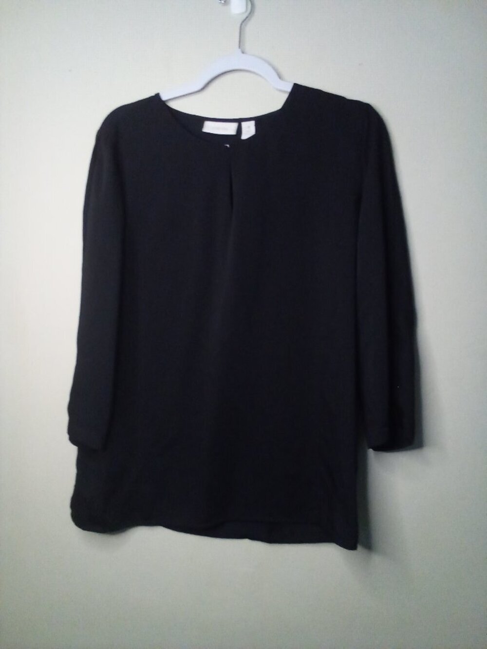 Chico's Blouse Women 1 M 3/4 Zipper Sleeve Satin Black
